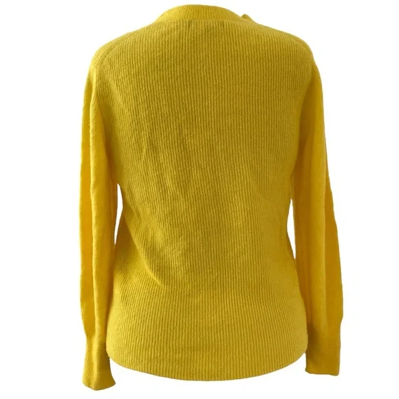 Banana Republic vibrant yellow wool blend crew neck long sleeve sweater Sz: M - Picture 4 of 9